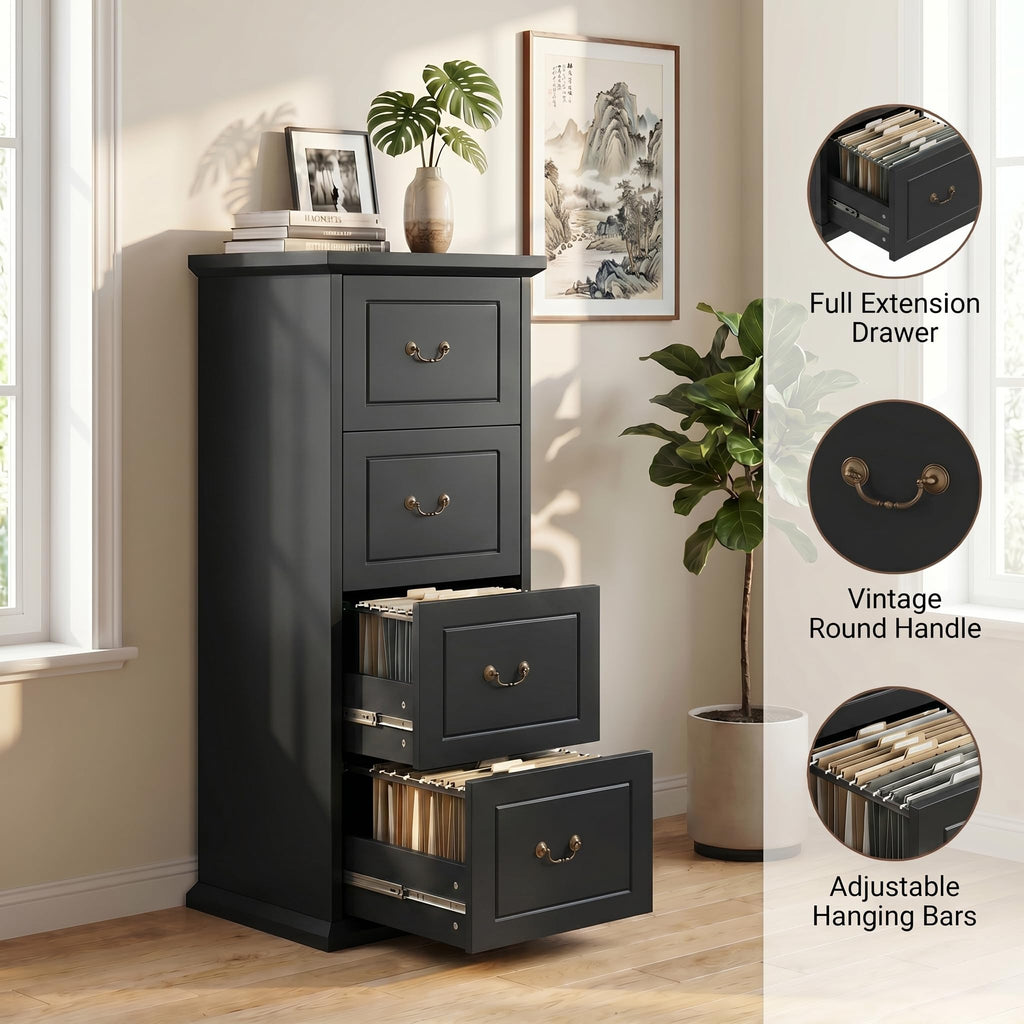 Wooden Vertical 4-Drawer File Cabinet X20896