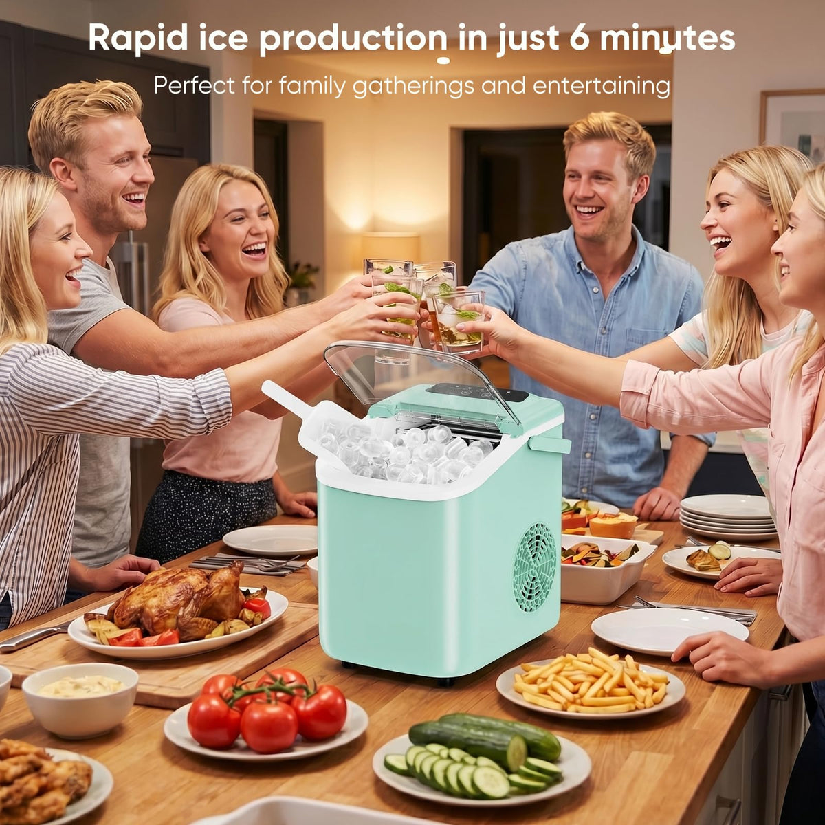 Countertop Ice Maker with Basket and Scoop, 26lbs Daily R7293