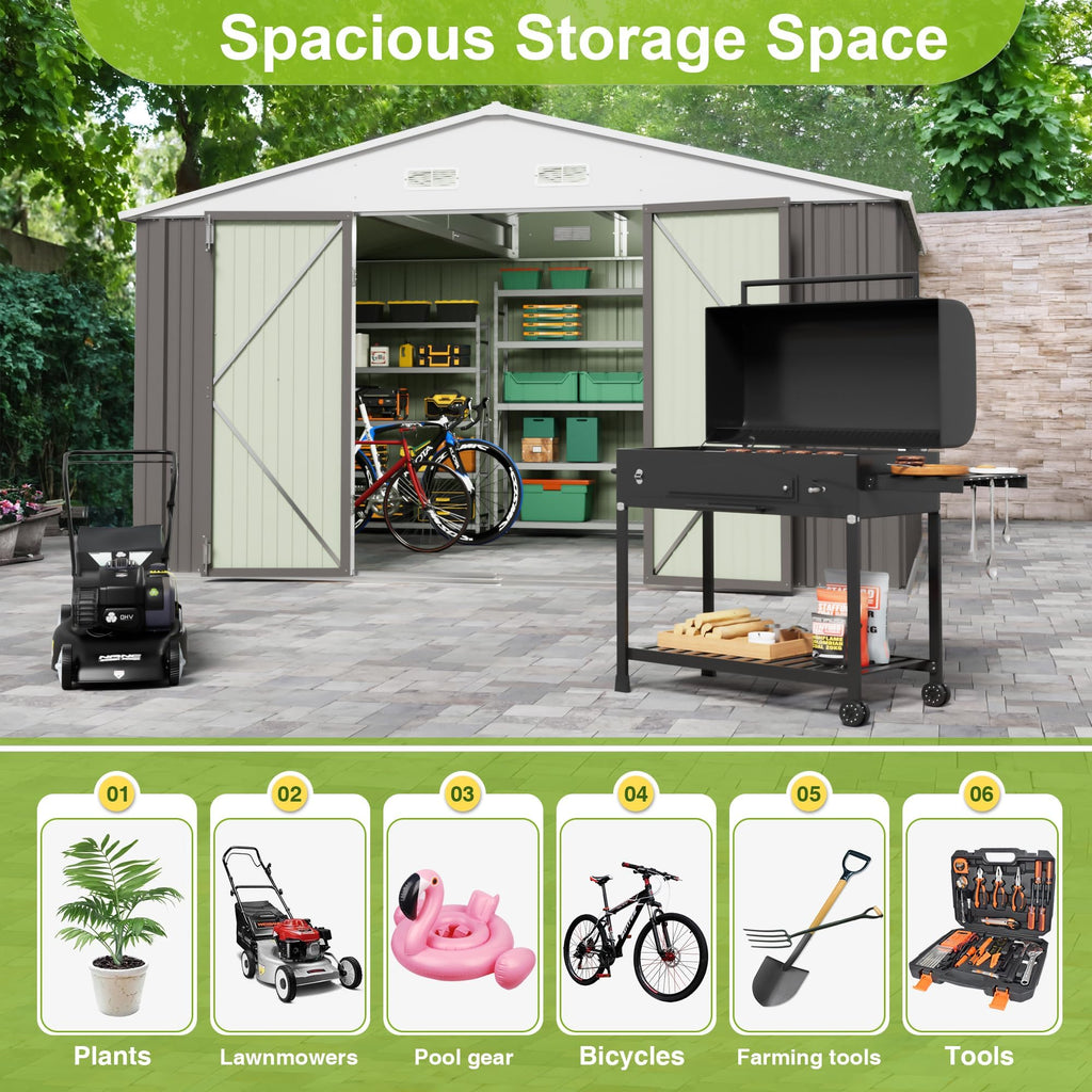 10x10 FT Grey Outdoor Storage Shed P6457