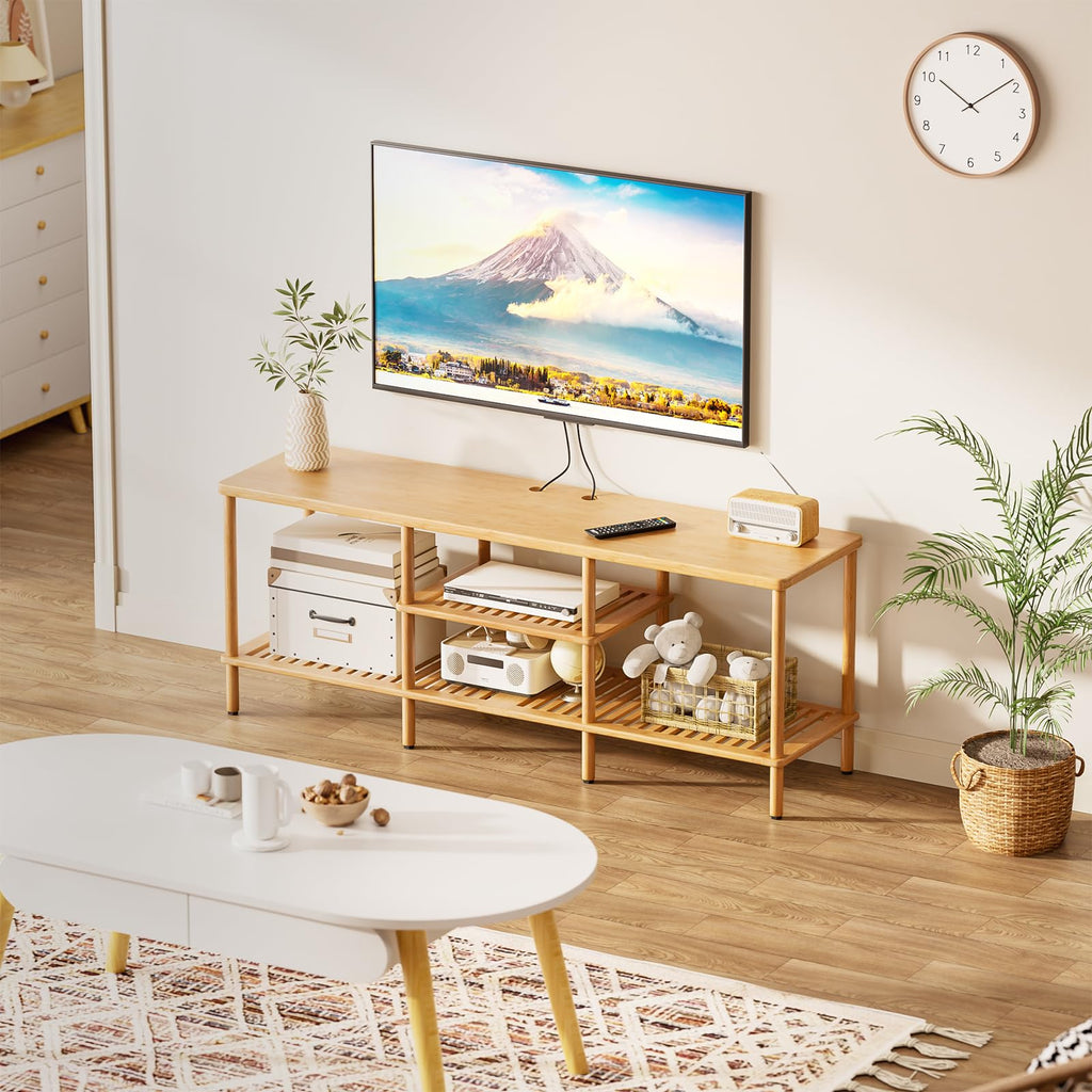 Bamboo 3 Tier TV Stand for 60 65 Inch TV J3367