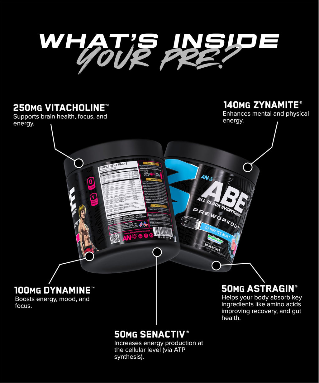 Black Pre-Workout Powder 350mg Caffeine 30 Servings E51610