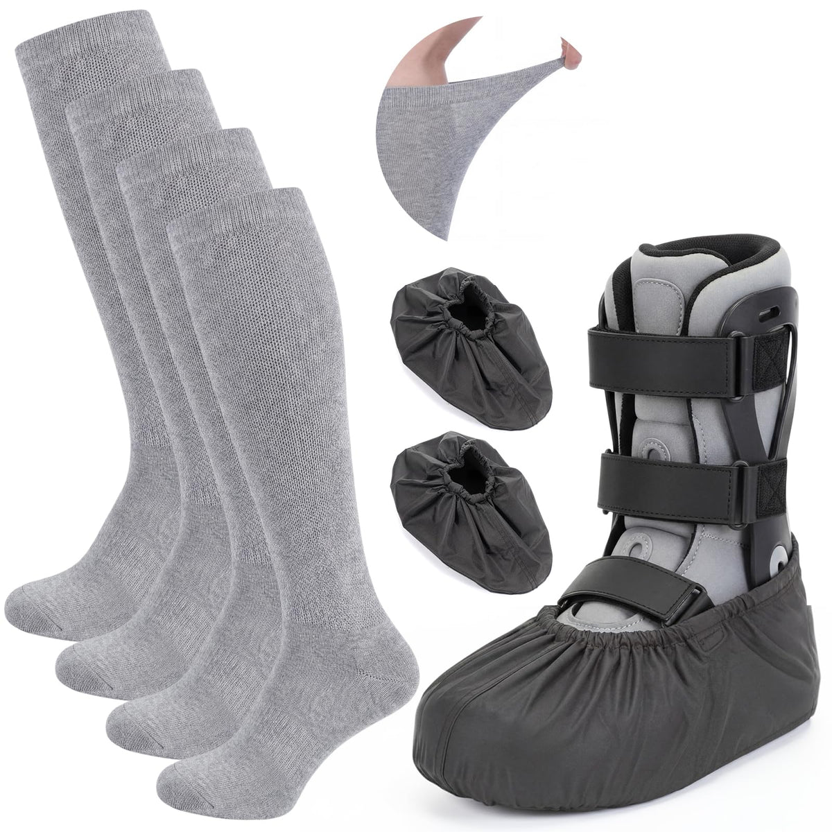 Light Gray Waterproof Non Slip Walking Boot Covers 2 Pairs O160