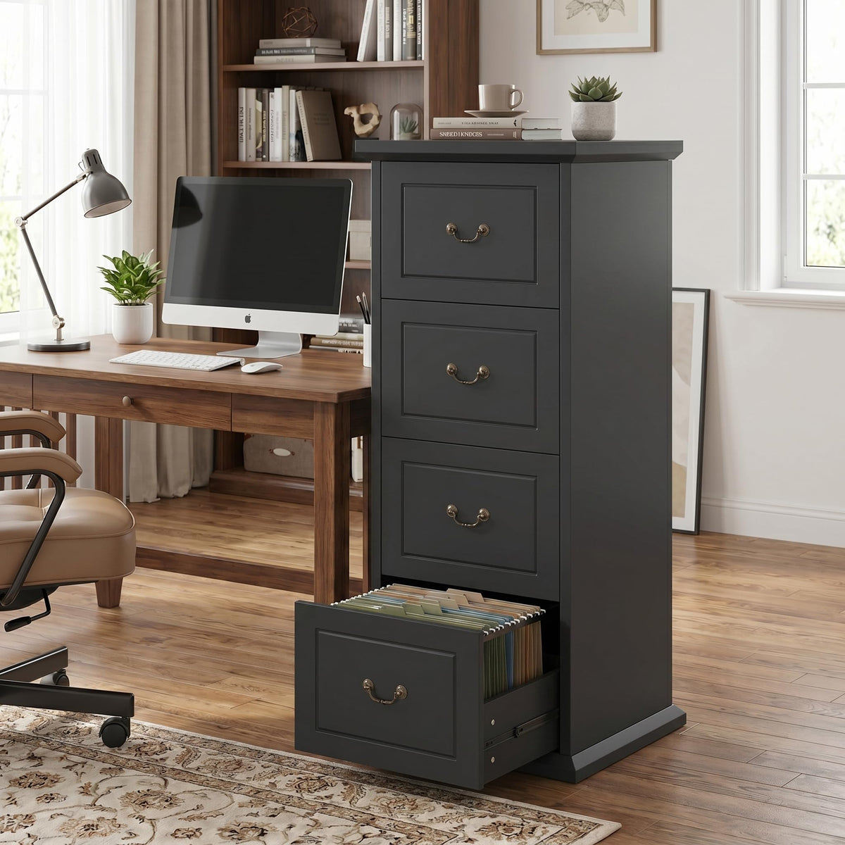 Wooden Vertical 4-Drawer File Cabinet X20896