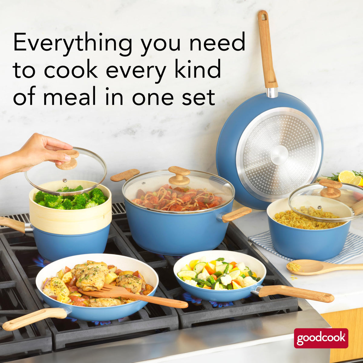12-Piece Light Blue Ceramic Titanium-Infused Nonstick Cookware Set W902255
