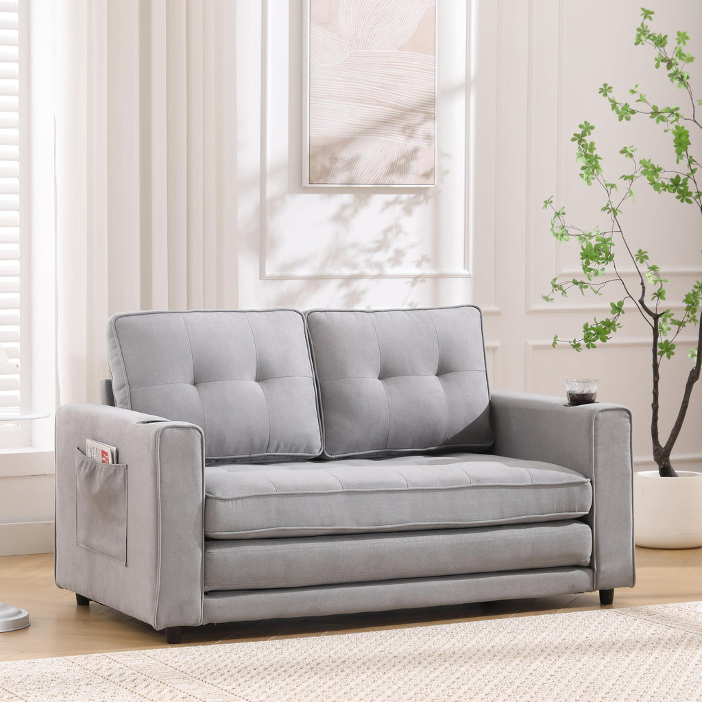 Light Gray Convertible Futon Sofa Bed G68385