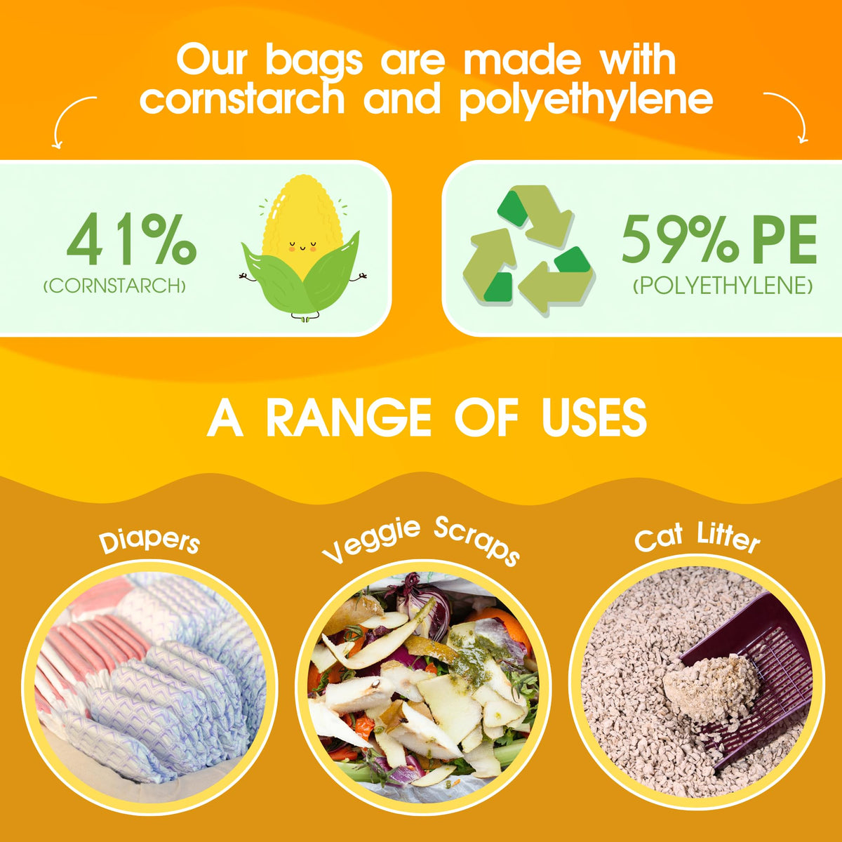 200 Count Unscented Tie Handles Poop Bags T987