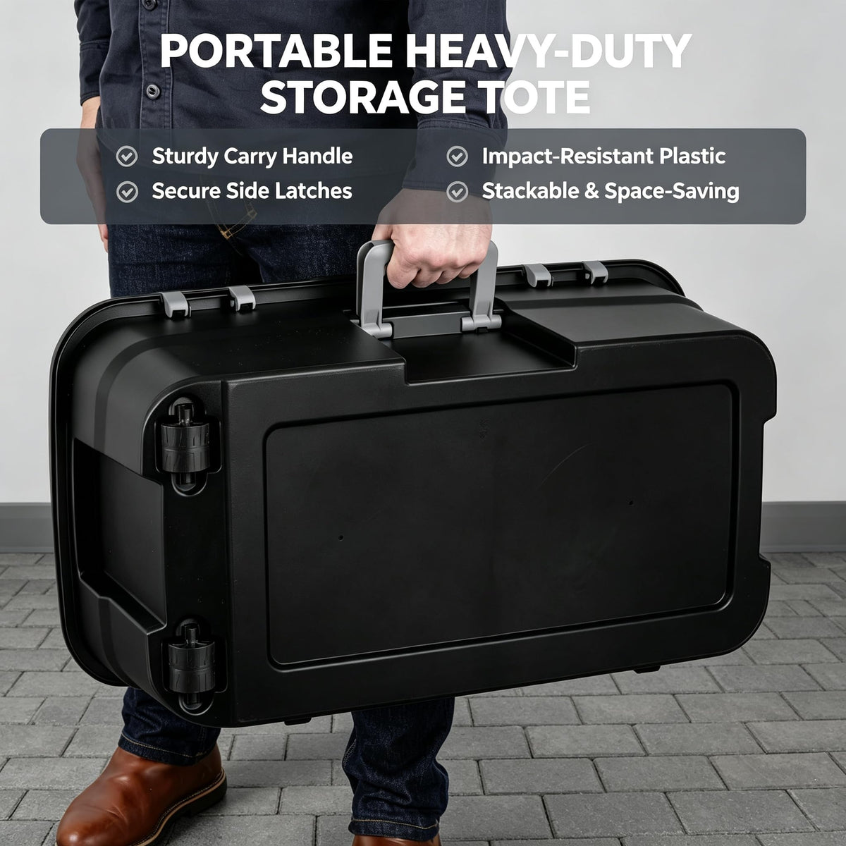 Black 22 Gallon Wheeled Plastic Storage Trunk T130