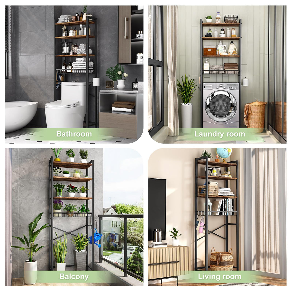4-Tier Over-The-Toilet Storage Rack with Basket S312470