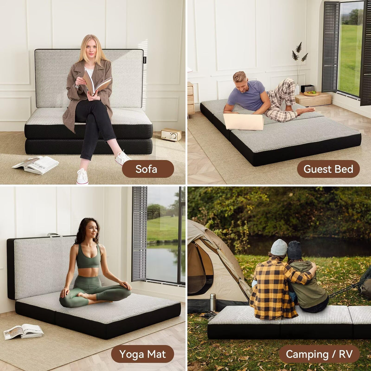 Memory Foam Trifold Mattress Full Size 6 Inch Grey P3011