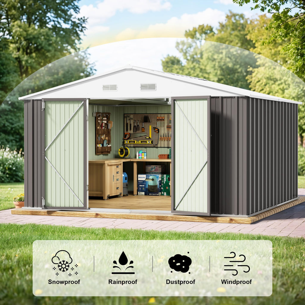 10x10 FT Grey Outdoor Storage Shed P6457