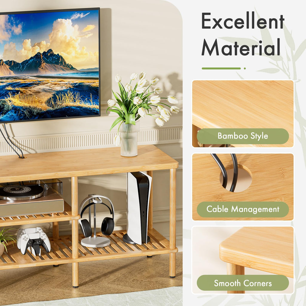 Bamboo 3 Tier TV Stand for 60 65 Inch TV J3367