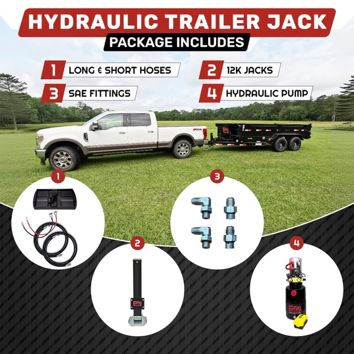 Hydraulic Trailer Jack 12,000 lb Double Acting Bolt On O384246