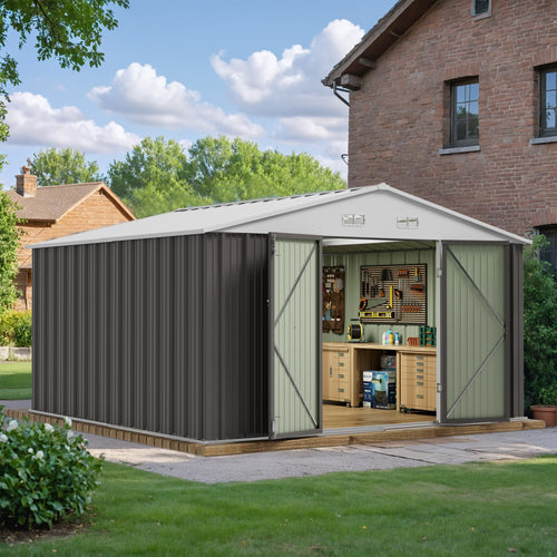 10x10 FT Grey Outdoor Storage Shed P6457