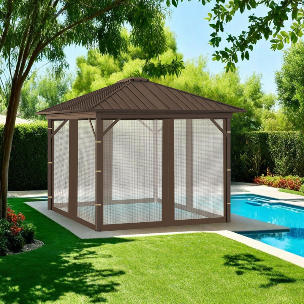 Replacement Gazebo Mosquito Netting 8x8x7 FT Brown O6059