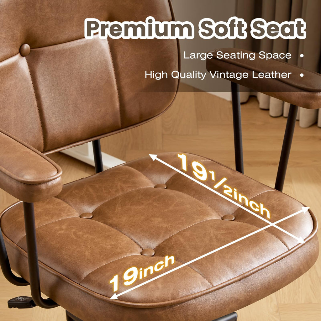 Brown Leather Office Chair with Wheels K2812