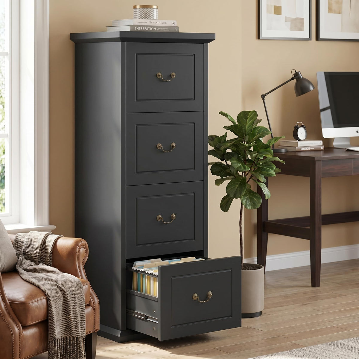 Wooden Vertical 4-Drawer File Cabinet X20896