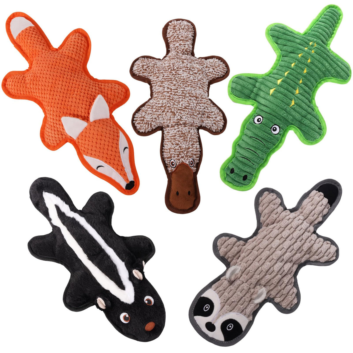 5 Pack Squeaky Plush Dog Toys with Crinkle Paper C673124