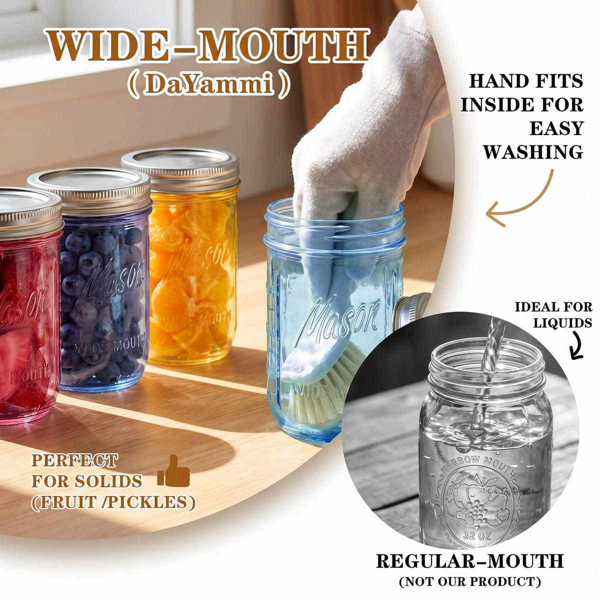12 Pack 16 oz Wide Mouth Mason Jars with Lids Y642719