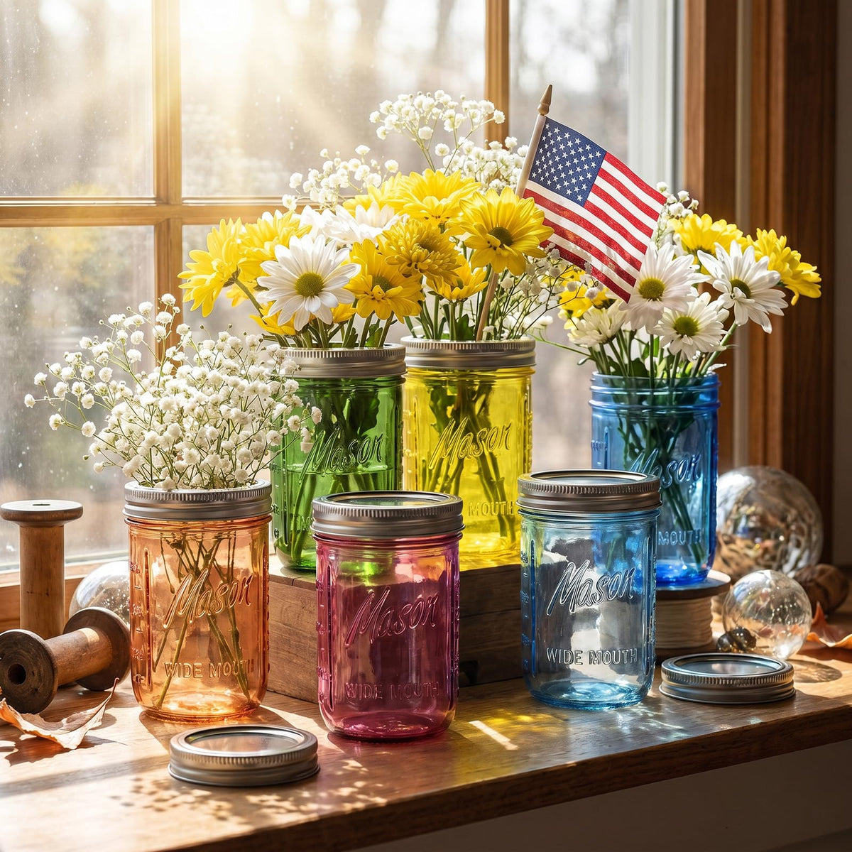 12 Pack 16 oz Wide Mouth Mason Jars with Lids Y642719