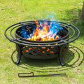 36 Inch Outdoor Fire Pit with Spark Screen Black A457