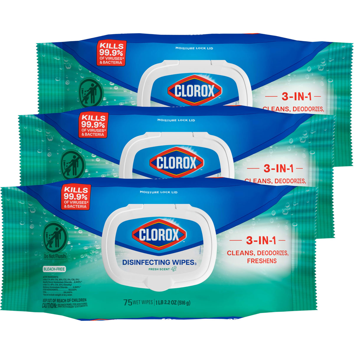 Disinfecting Wipes Fresh Scent 75 Count 3 Pack O1874