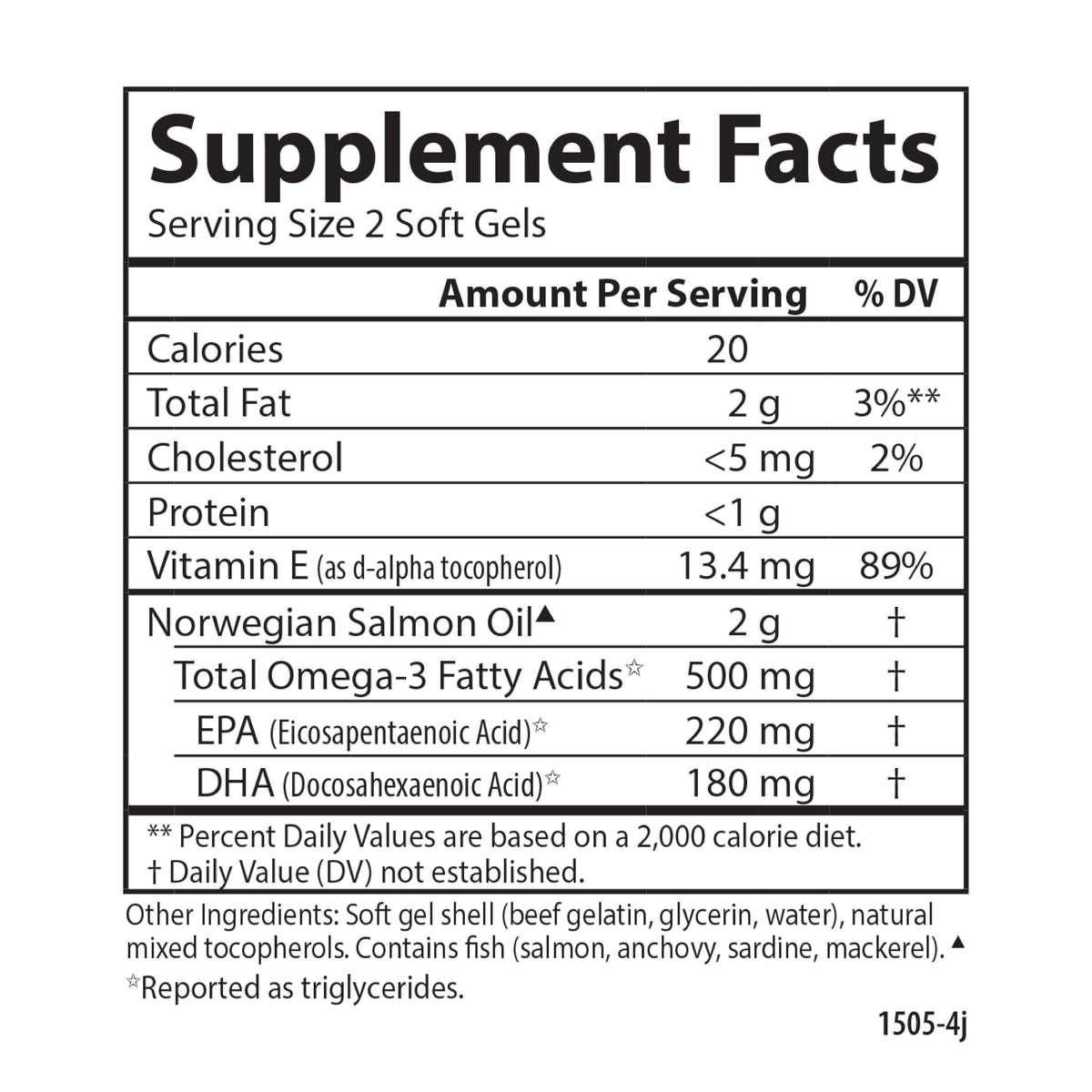 Salmon Oil 500 mg Omega-3s 300 Softgels D8757