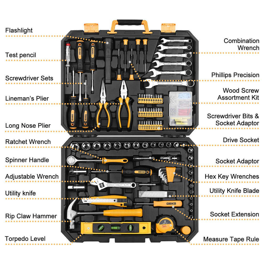 208 Piece General Household Hand Tool Kit with Toolbox Storage Case Z294140