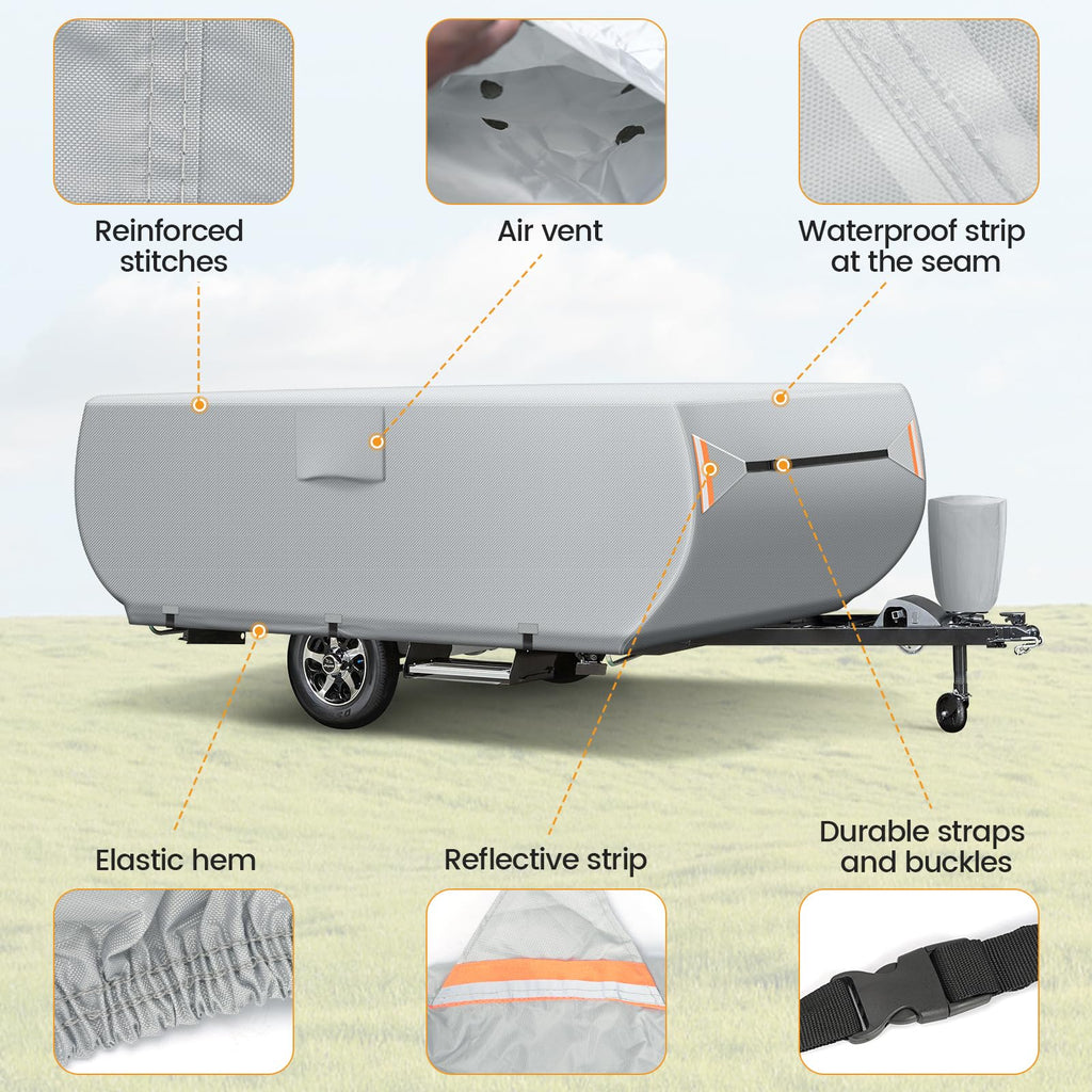 7 Layers Ripstop Waterproof Pop Up Camper Cover Fits 14' - 16' Trailers O588115