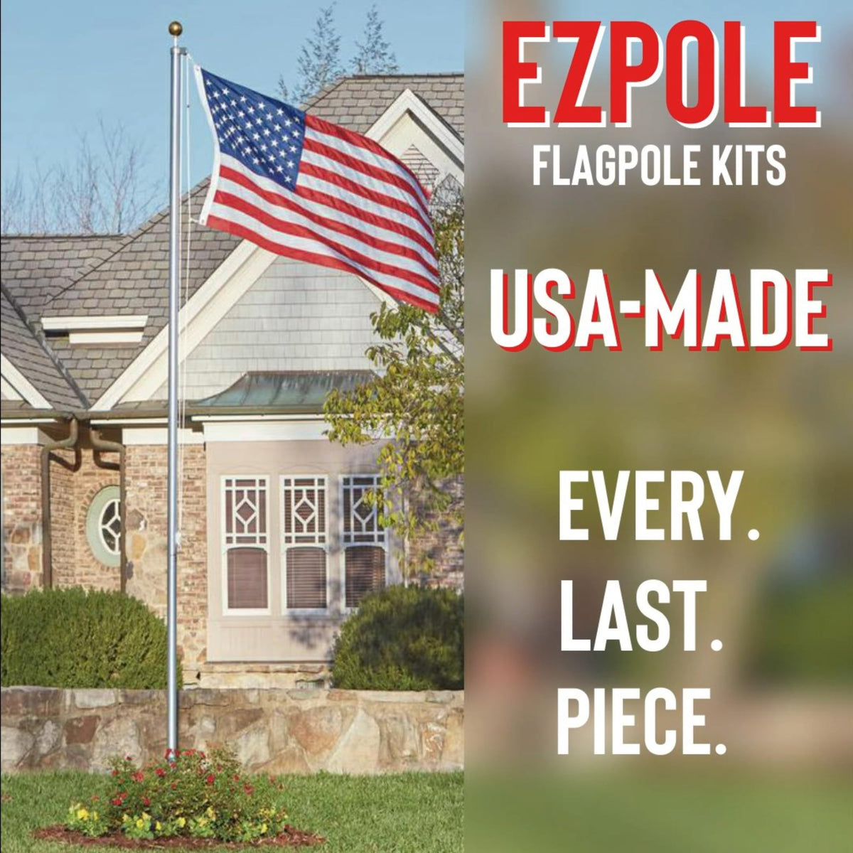 6' Black Aluminum Flagpole with American Flag and Mounting Bracket E571