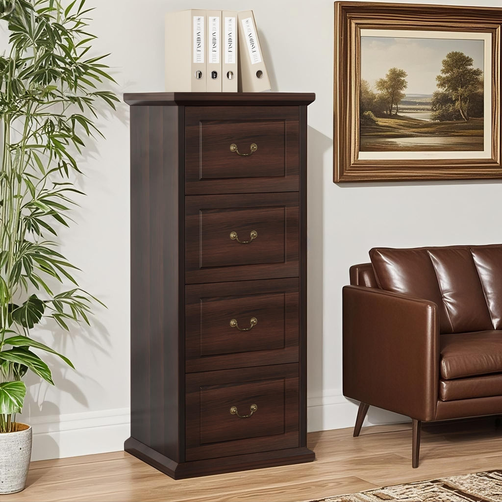 4 Drawer Dark Walnut File Cabinet T8304