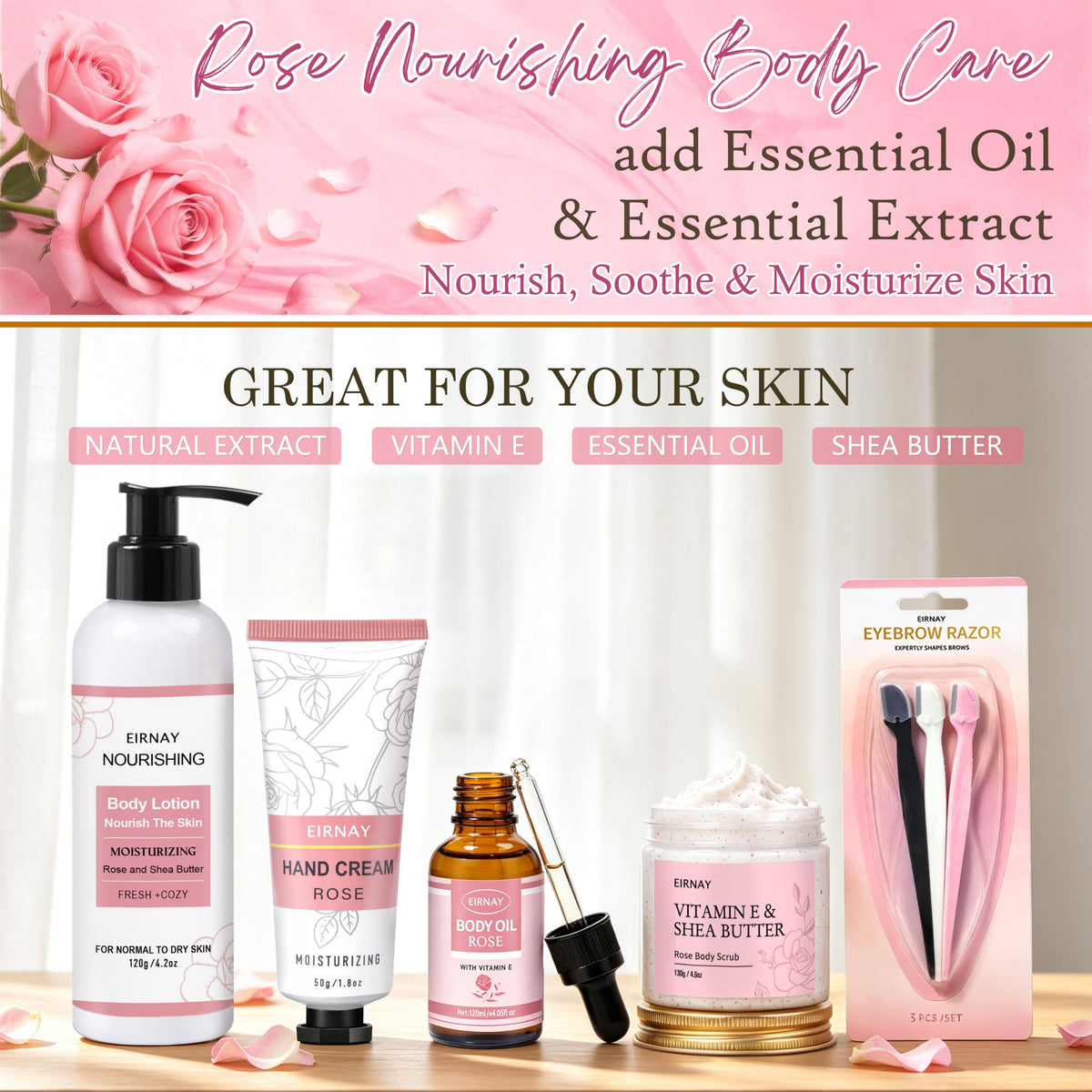 23pcs Rose Spa Gift Baskets I815