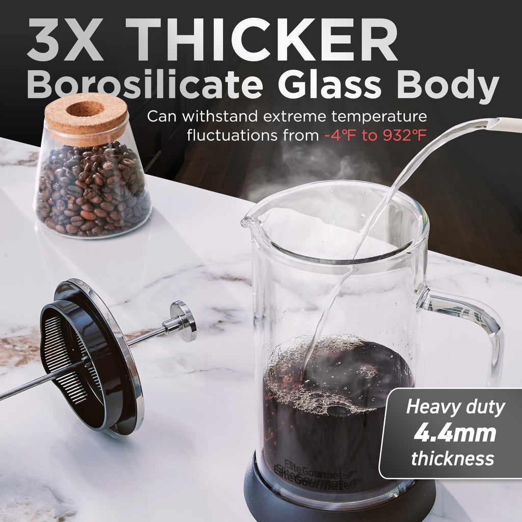 French Press Coffee Maker 1-Liter Glass Carafe D630