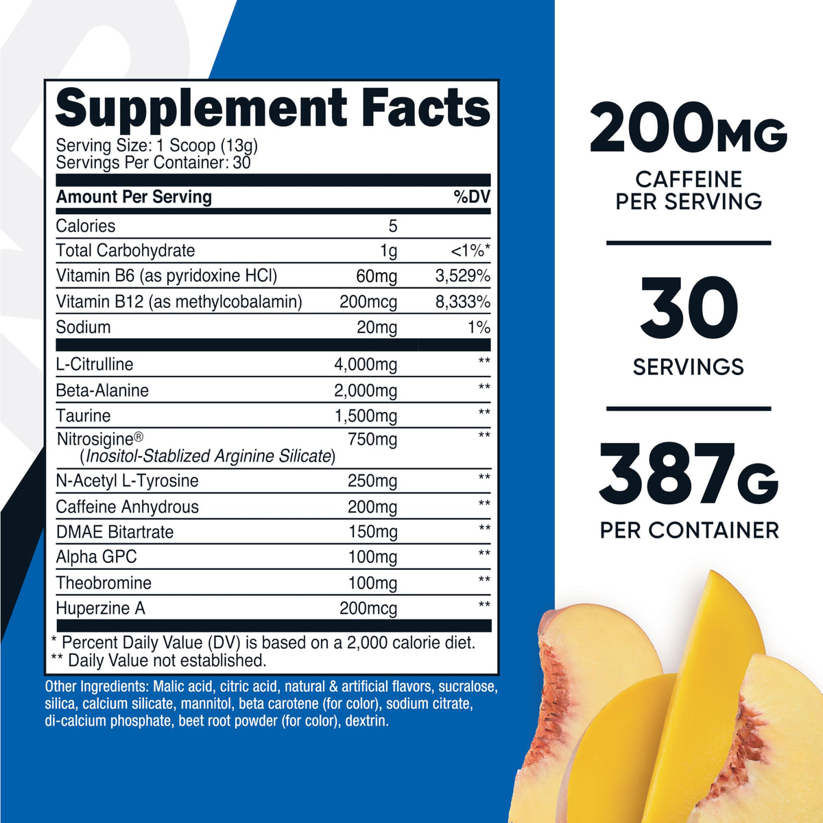 Pre-Workout Complex Powder Peach Mango 30 Servings F920398