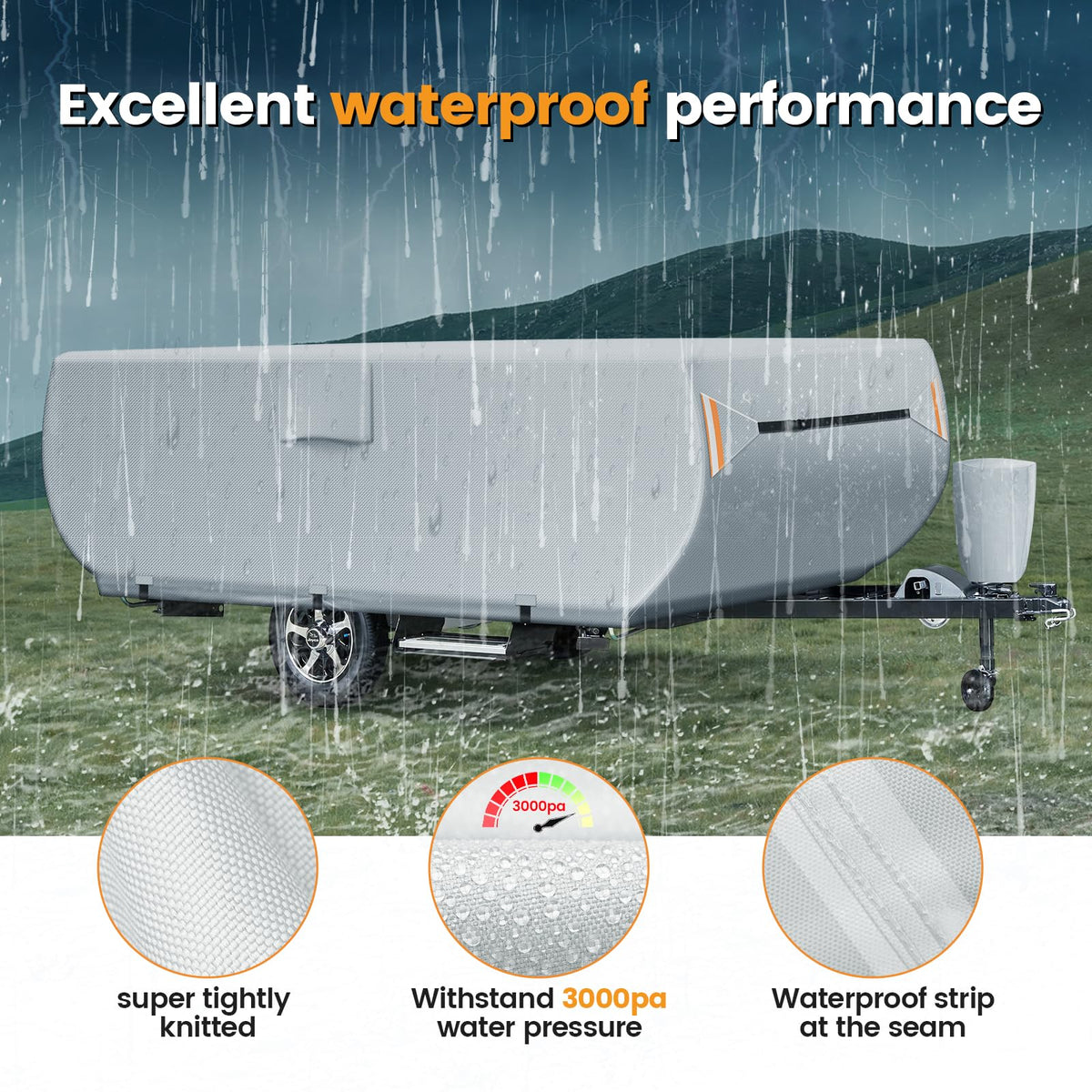 7 Layers Ripstop Waterproof Pop Up Camper Cover Fits 14' - 16' Trailers O588115