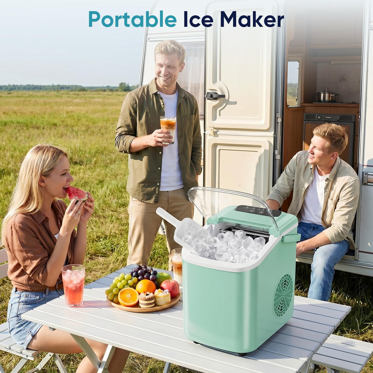 Countertop Ice Maker with Basket and Scoop, 26lbs Daily R7293