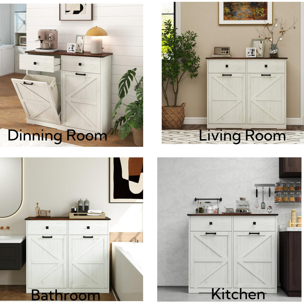 Double Tilt Out Trash Cabinet with Hideaway Drawer J853652