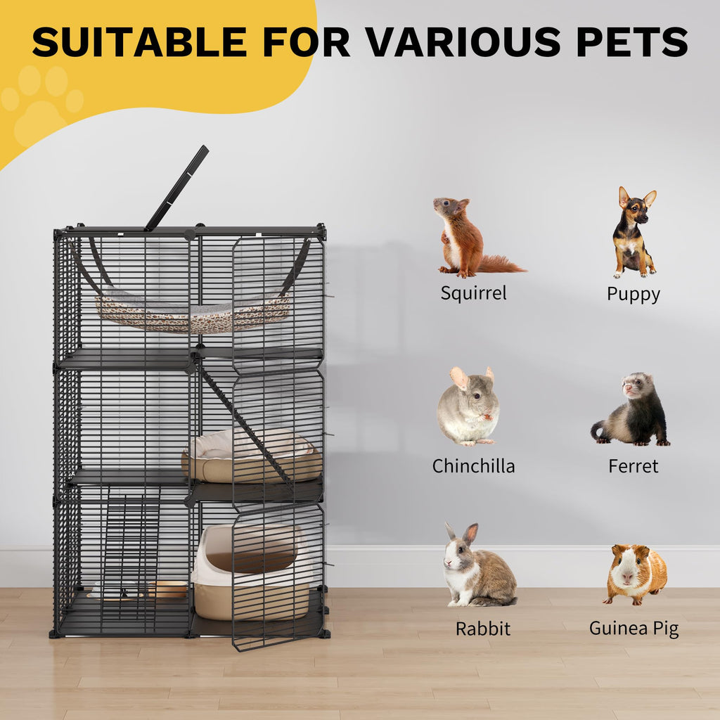 3-Tier Cat Cage Indoor Enclosure with Hammock U92814