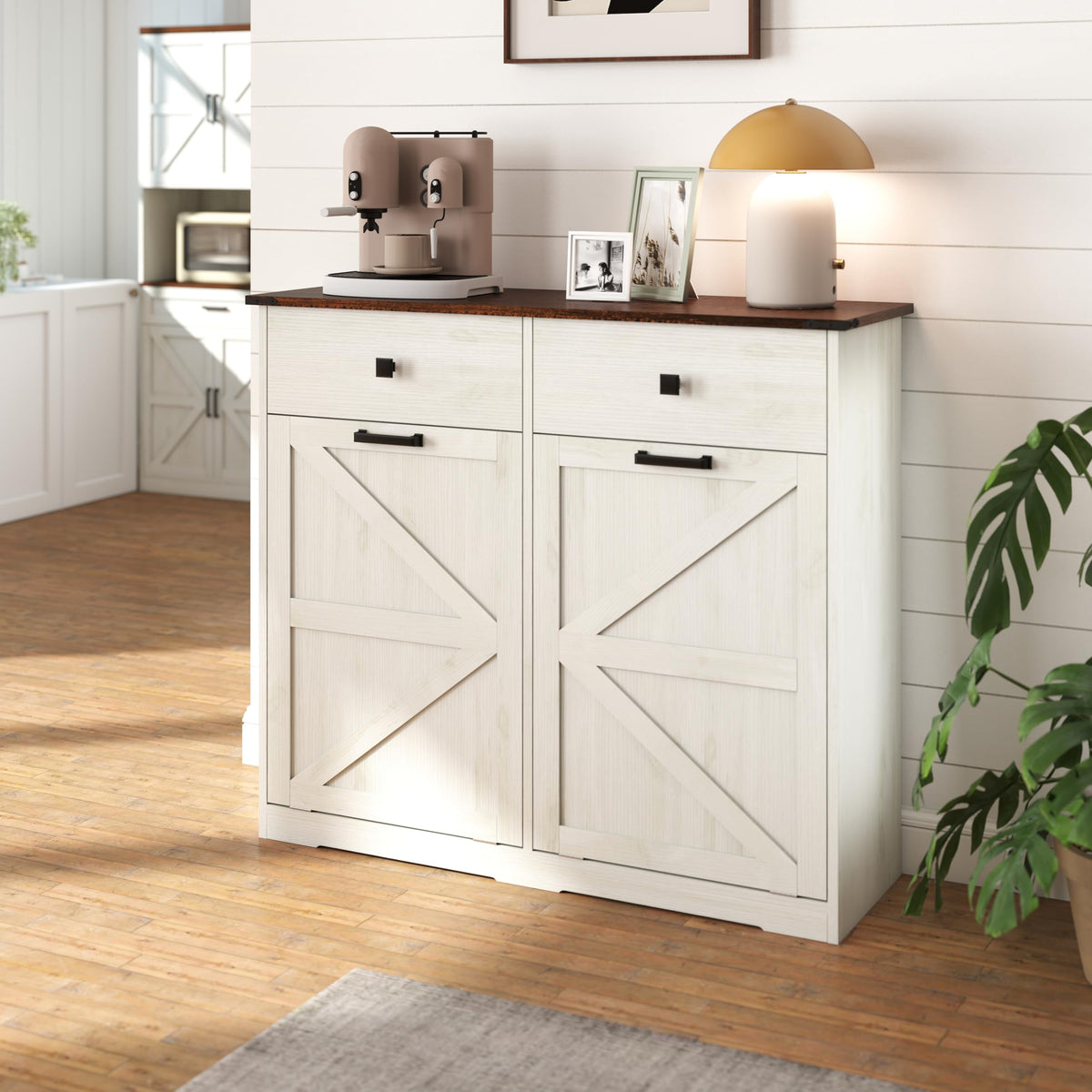 Double Tilt Out Trash Cabinet with Hideaway Drawer J853652