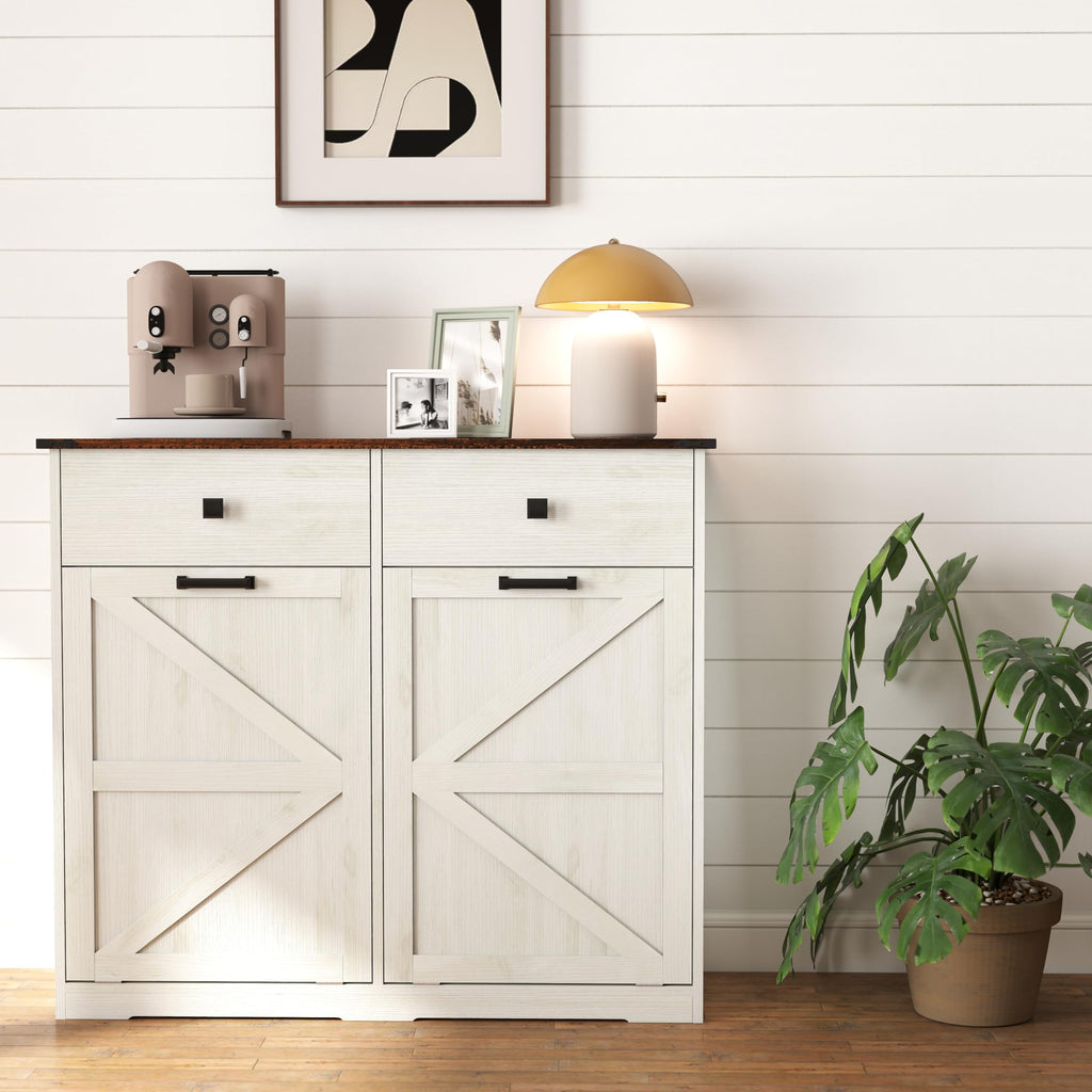 Double Tilt Out Trash Cabinet with Hideaway Drawer J853652