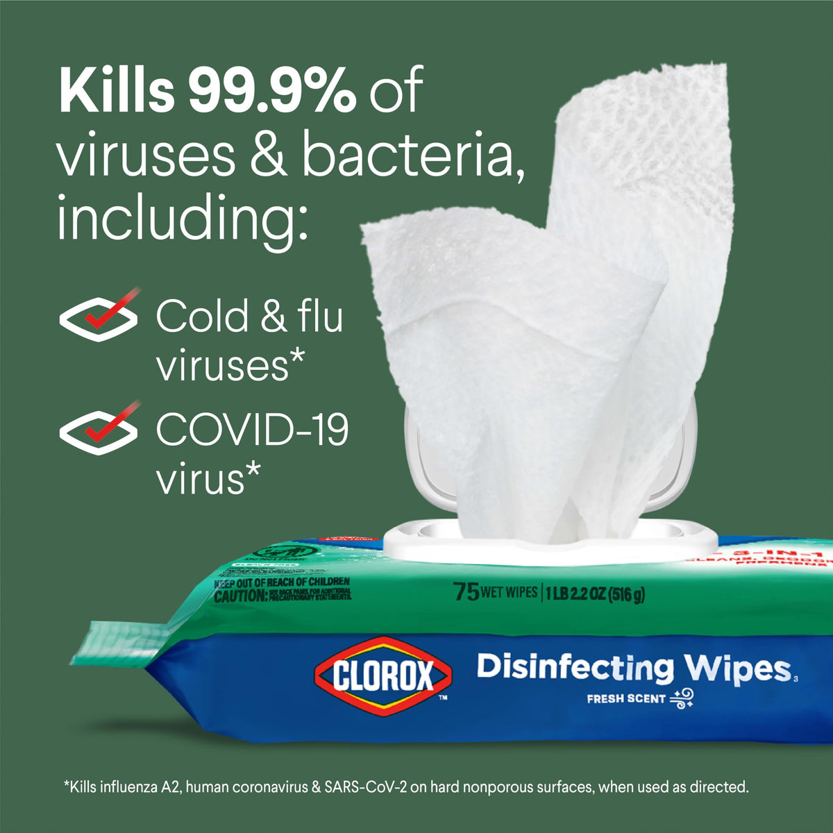Disinfecting Wipes Fresh Scent 75 Count 3 Pack O1874