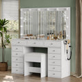 47" White Makeup Vanity with 13 Drawers and HD Mirror B4258