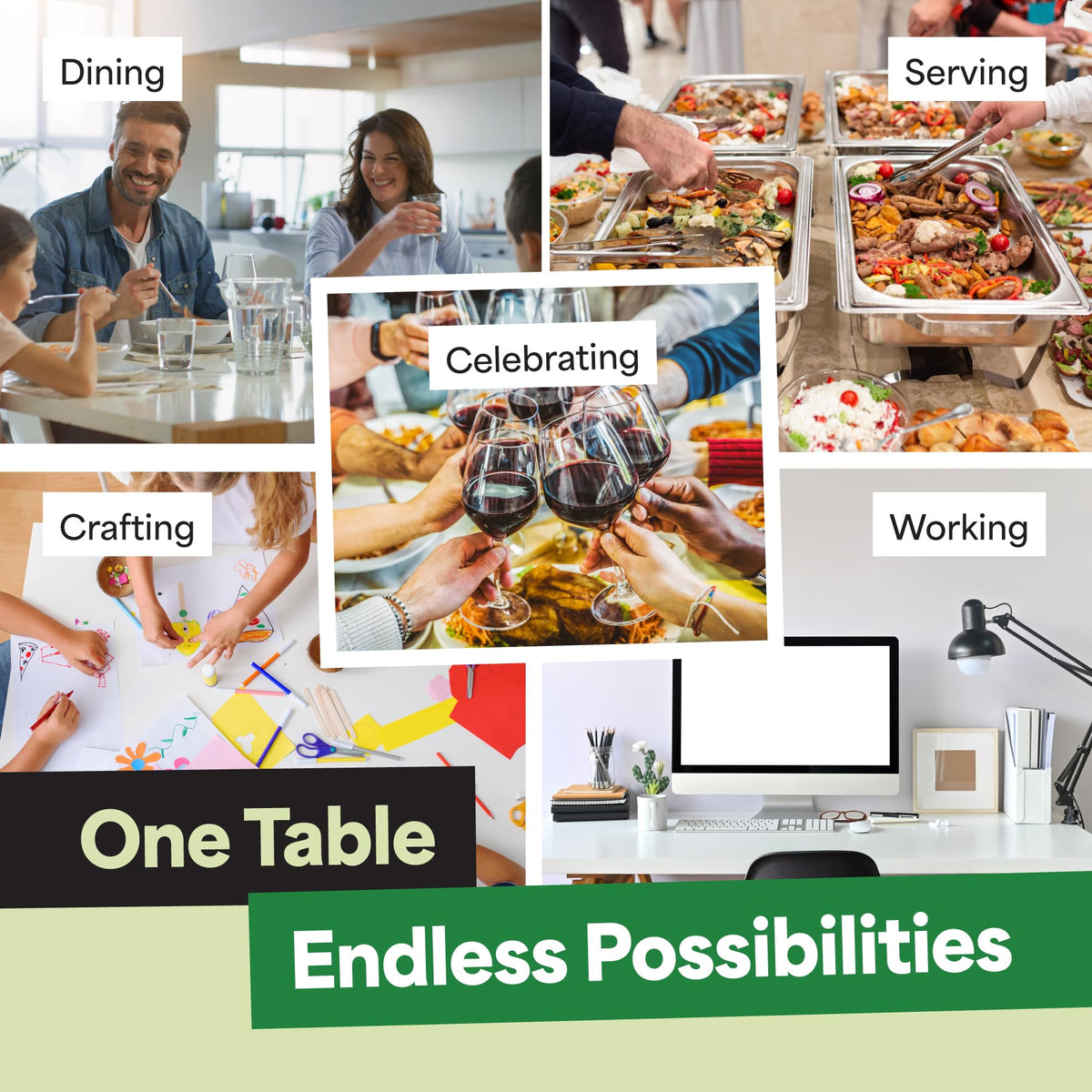 White 6ft Folding Table with Handle N6911