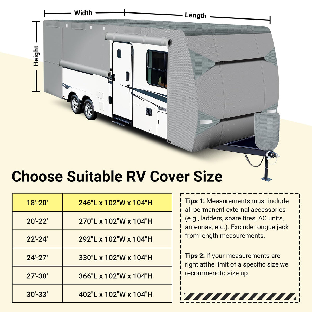 18-20 ft Travel Trailer RV Cover P667