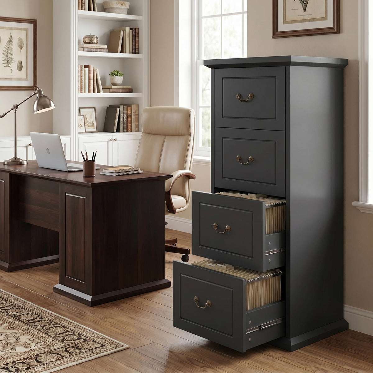 Wooden Vertical 4-Drawer File Cabinet X20896