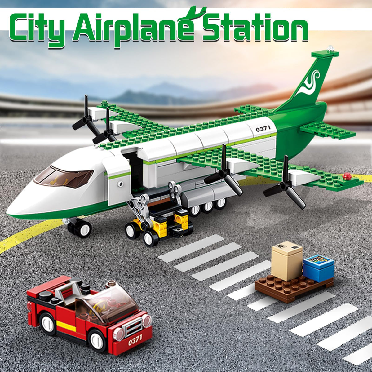 City Cargo Plane Building Set with Car Y2697