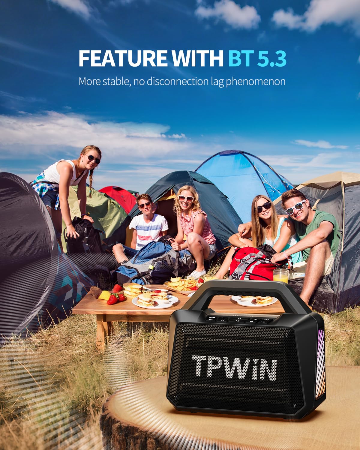80W IPX6 Waterproof Portable Bluetooth Speaker T26527