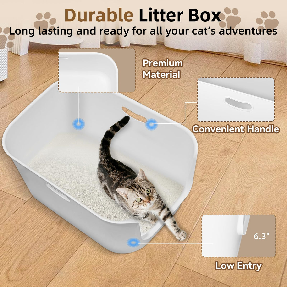 Extra Large High Sided Cat Litter Box D371955