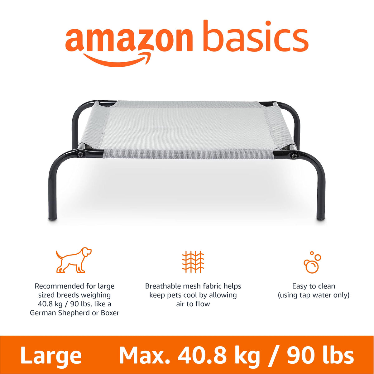 Elevated Dog Bed with Metal Frame, Grey G6563