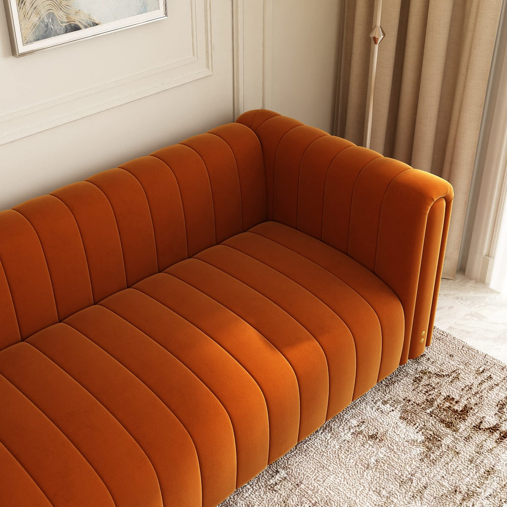 Orange Velvet 80 Inch 3 Seat Sofa F3312