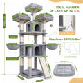 70 Inch Light Grey Cat Tree with Scratching Post B805